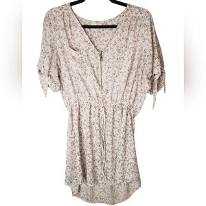 Stella Tweed Floral Short Sleeve Zip Up High-Low Hem Shirt Dress Size 1X